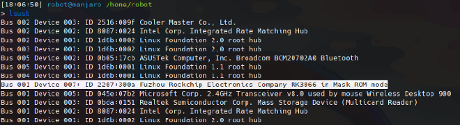 Screenshot of lsusb command