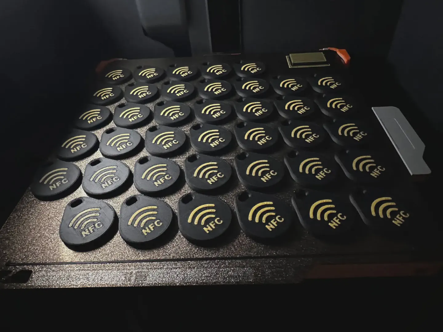 NFC badges fresh off the 3D printer