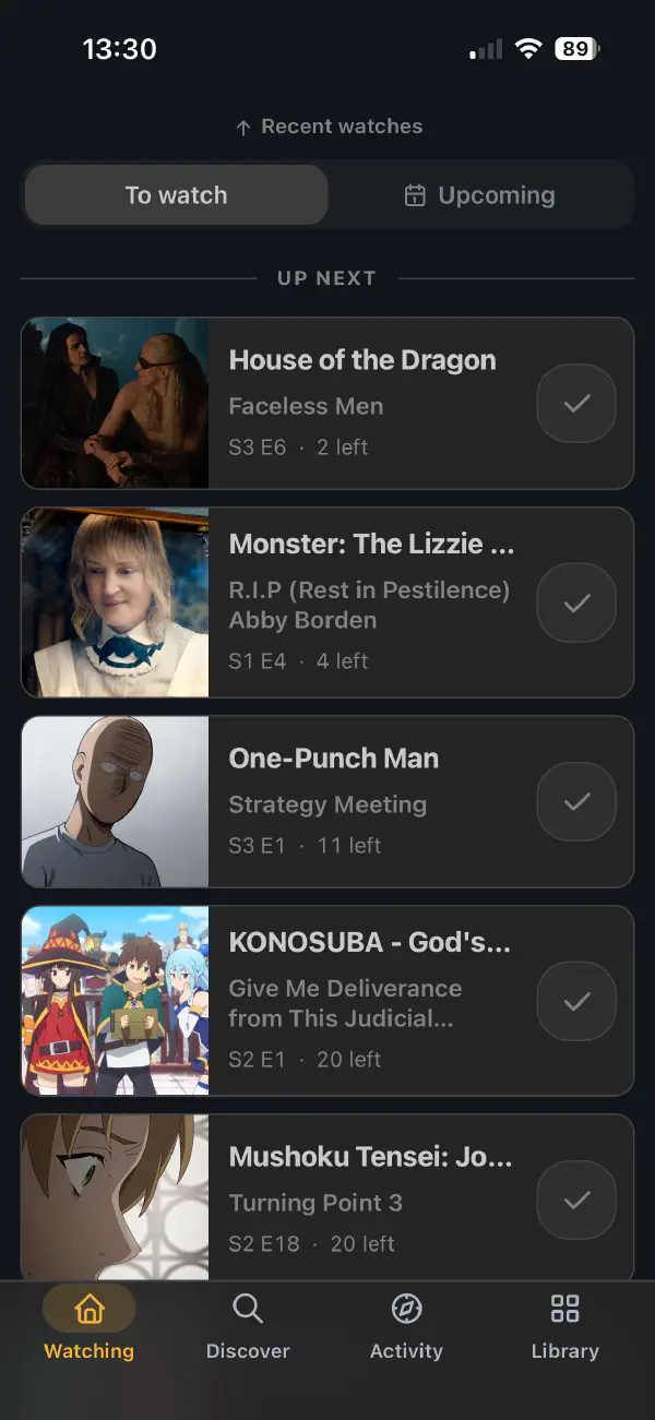 Screenshot of Visto: watching screen